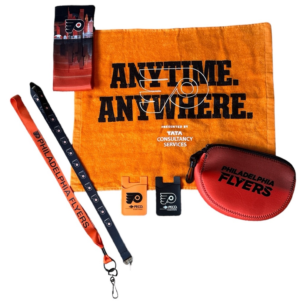 Philadelphia Flyers Fan Lanyard, Rally Towel, Socks, and Pouch Bundle